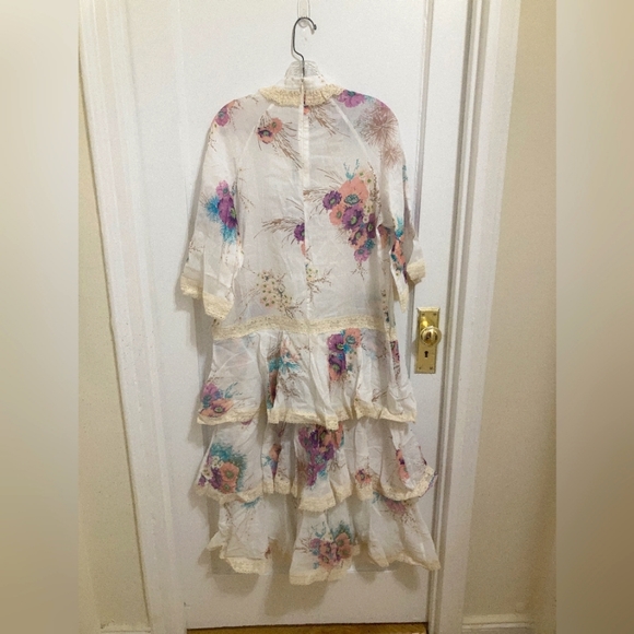 Zimmermann Jude Tiered Crocheted Cotton-Trimmed Ramie Midi Dress - Picture 4 of 7